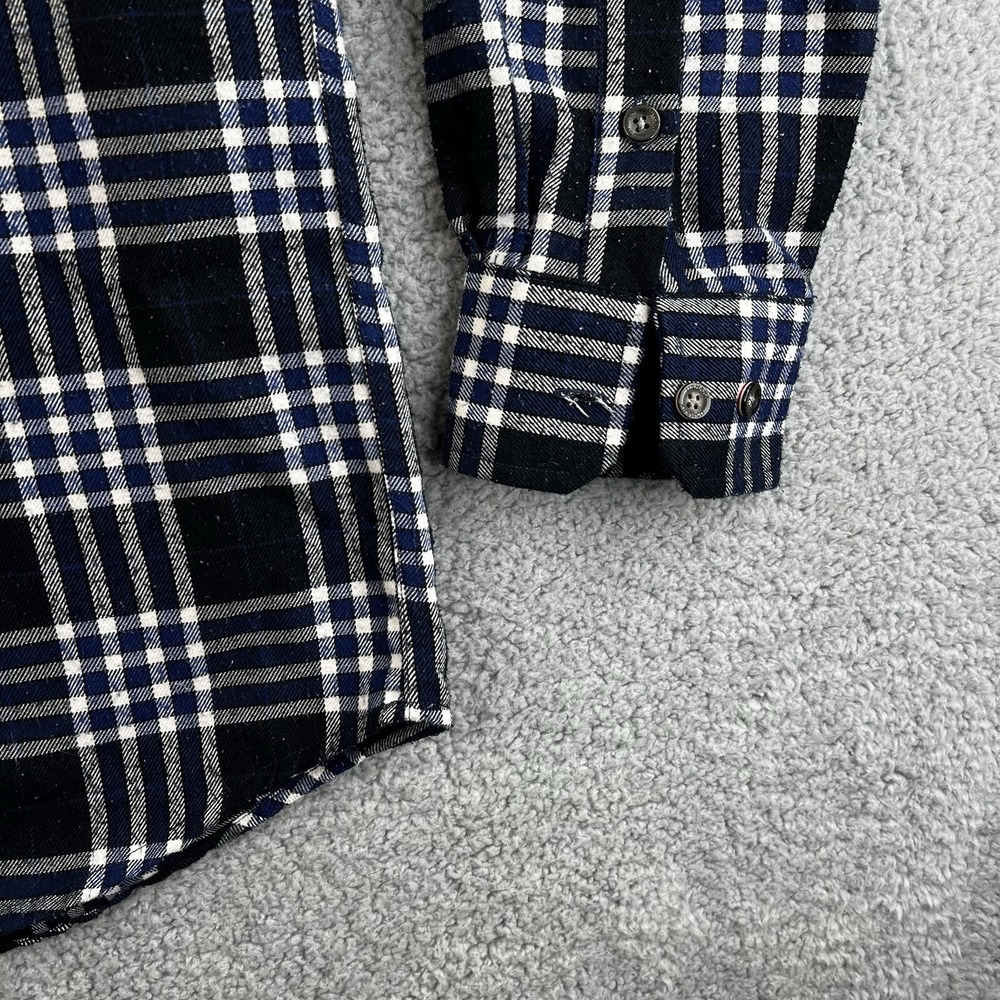 U & Shark Mens Shirt Yachting Royal Flannel Long Sleeve Size 40/Large Plaid - Picture 10 of 11